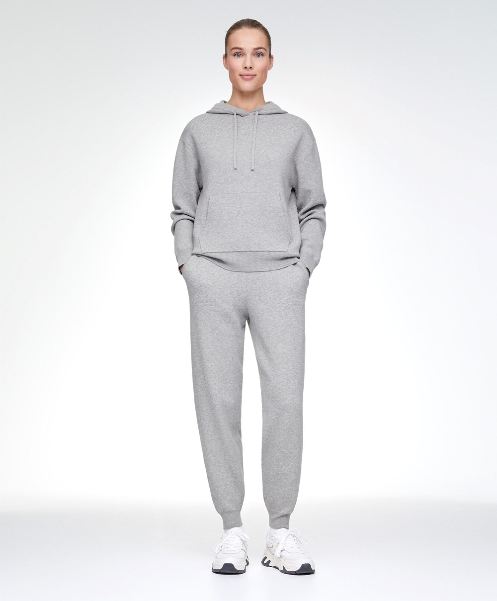 Grey Melange Oysho Knit Hoodie | OVTP91467