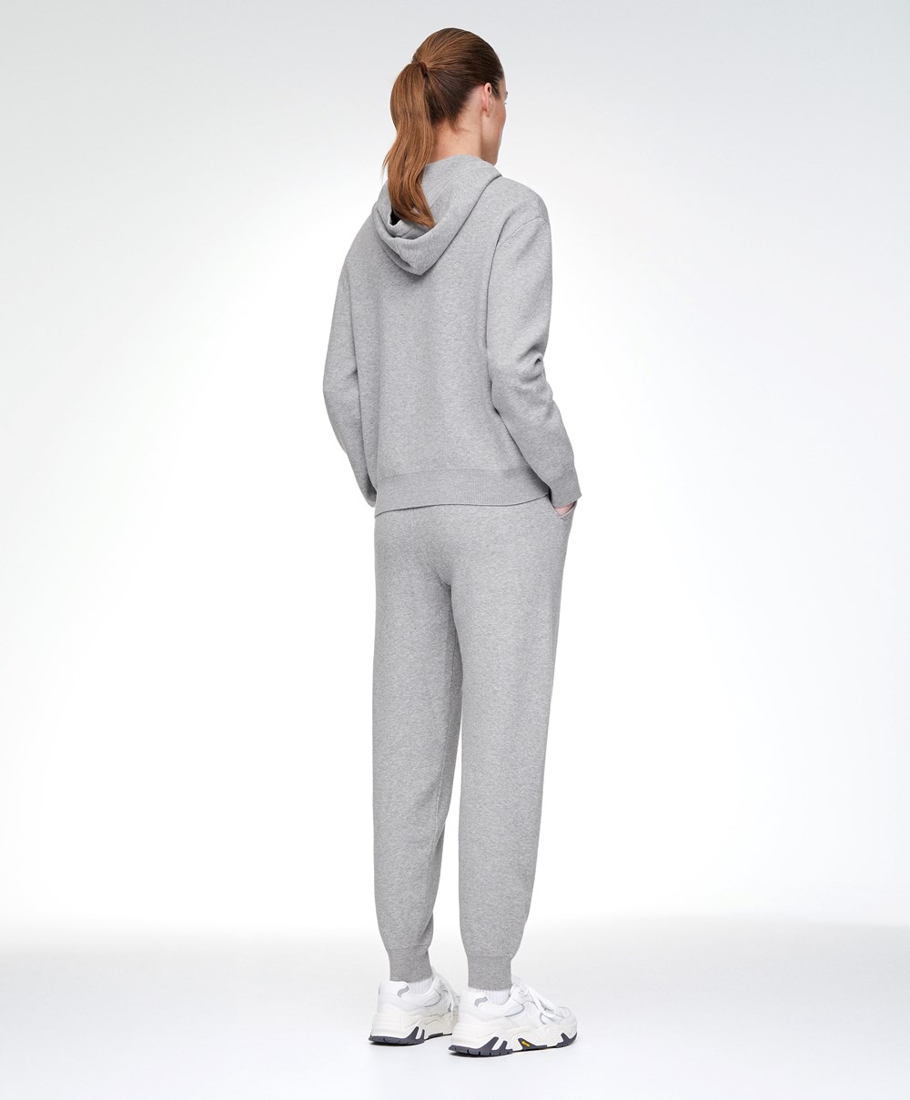 Grey Melange Oysho Knit Hoodie | OVTP91467