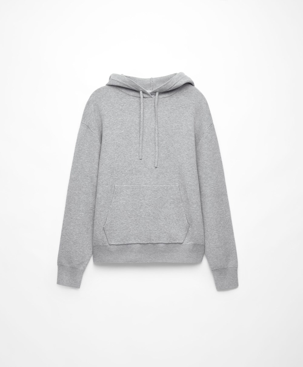 Grey Melange Oysho Knit Hoodie | OVTP91467