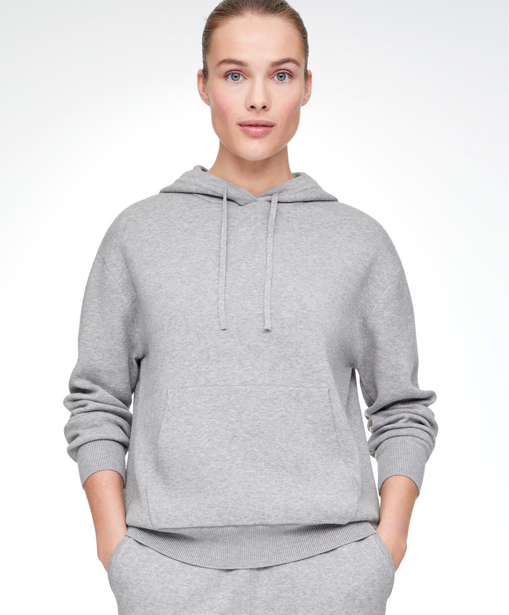 Grey Melange Oysho Knit Hoodie | OVTP91467