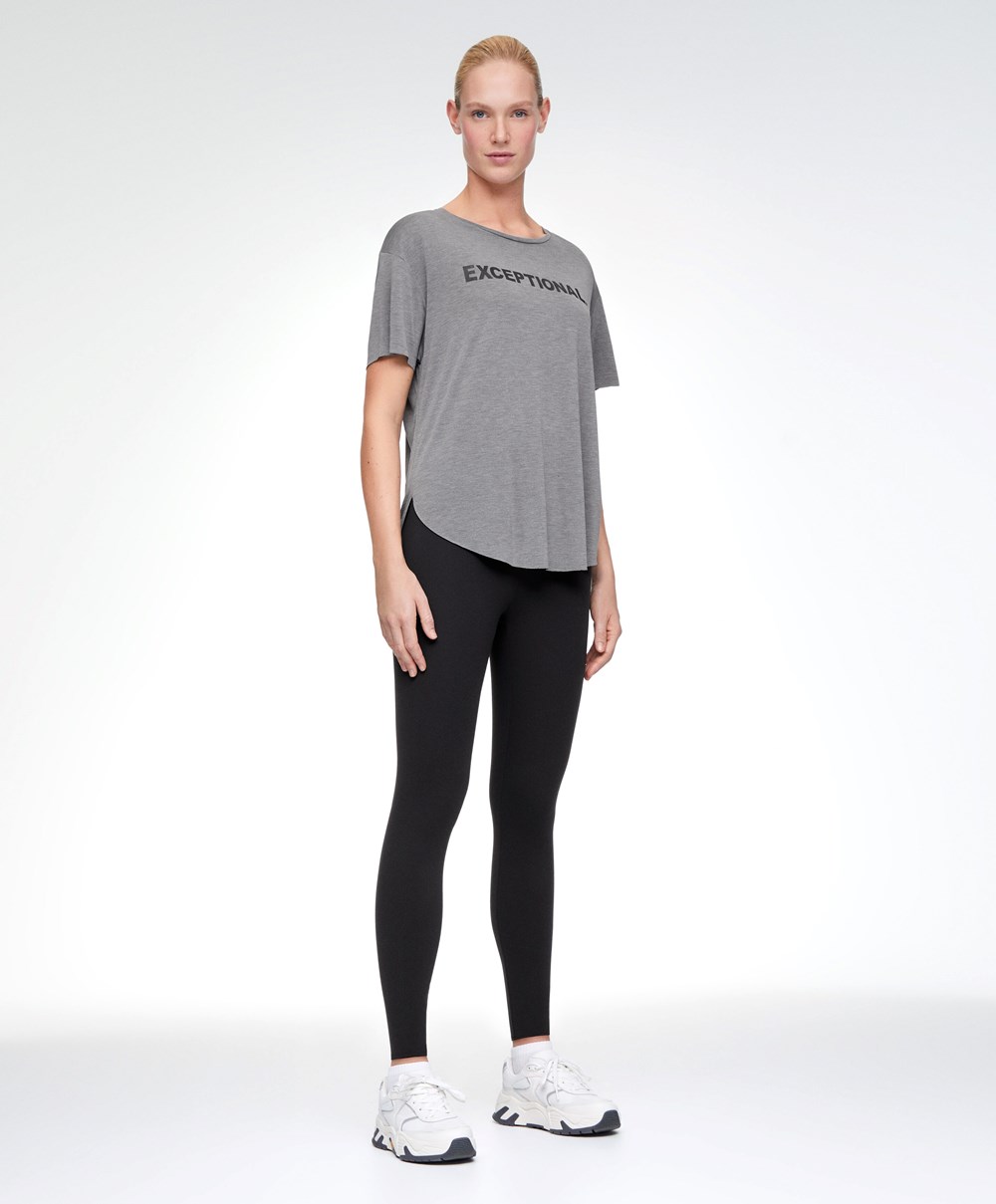 Grey Melange Oysho Modal Short-sleeved T-shirt | OFBG43705