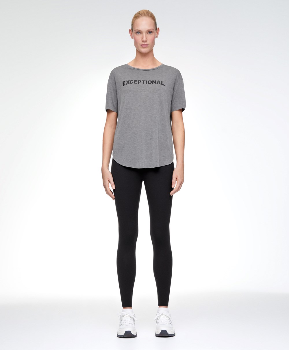 Grey Melange Oysho Modal Short-sleeved T-shirt | OFBG43705