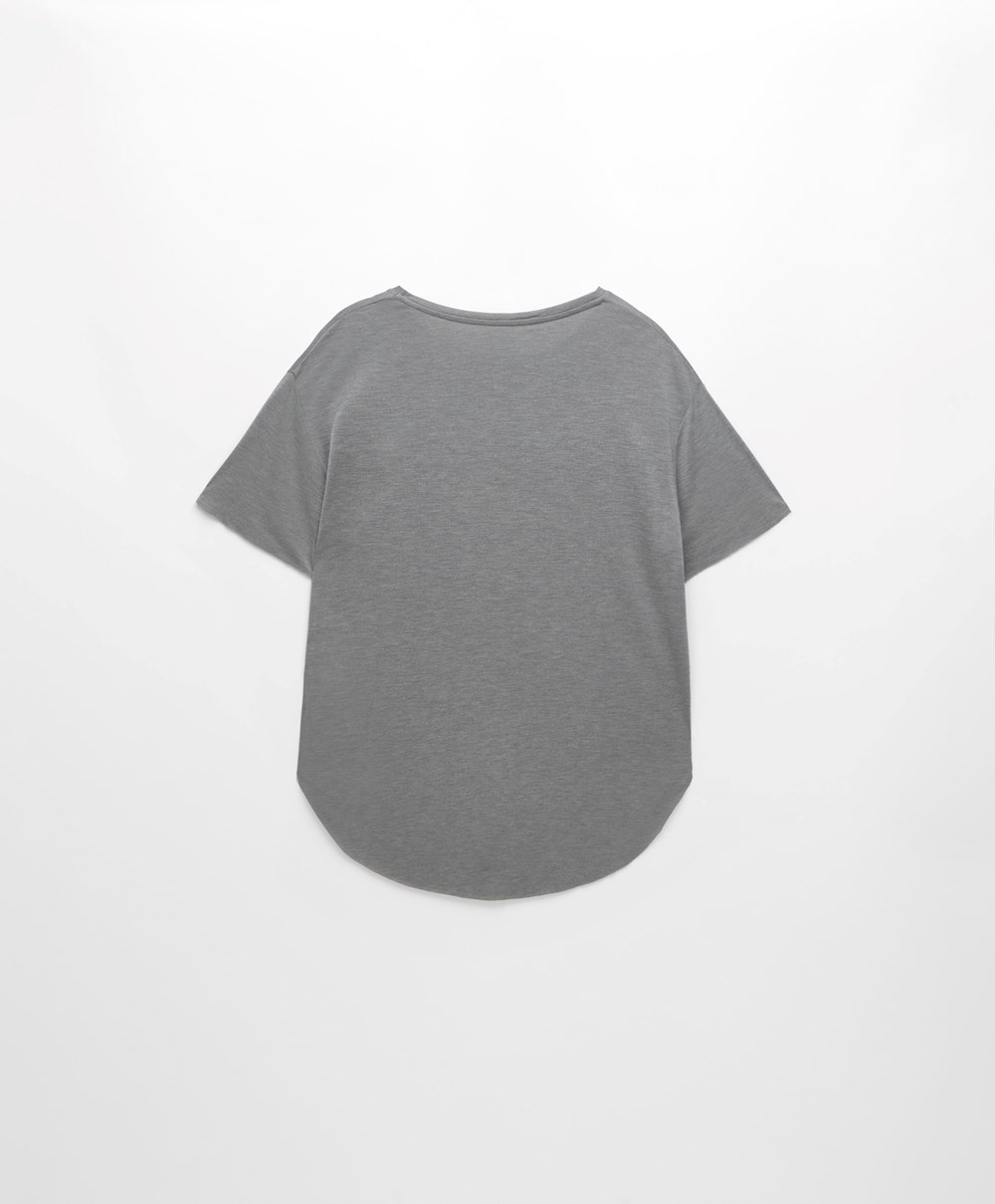 Grey Melange Oysho Modal Short-sleeved T-shirt | OFBG43705