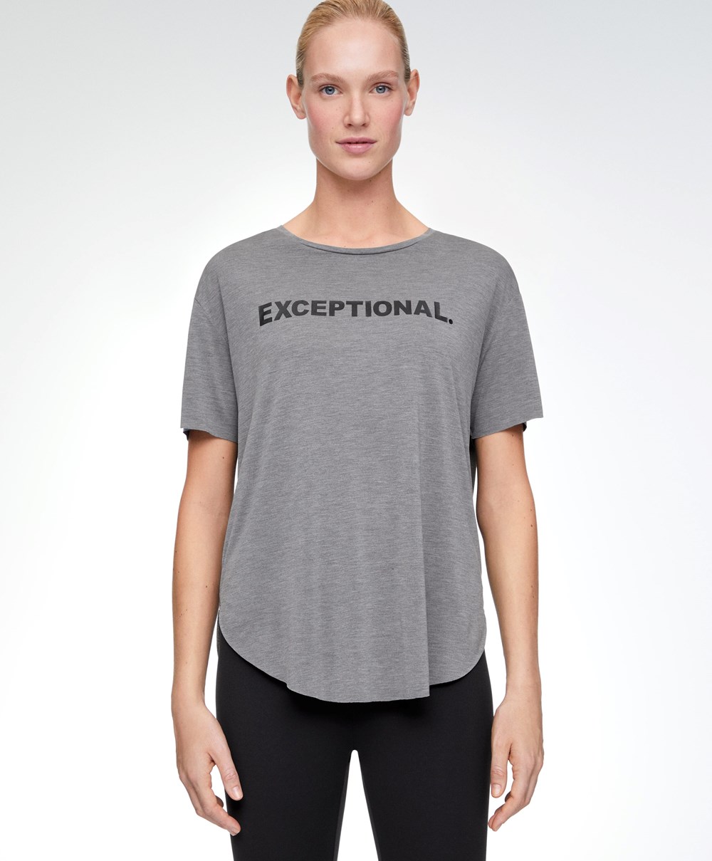 Grey Melange Oysho Modal Short-sleeved T-shirt | OFBG43705