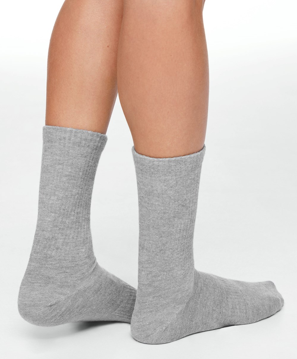 Grey Oysho 3 Pairs Of Sports Cotton Classic Socks | WXSV16925