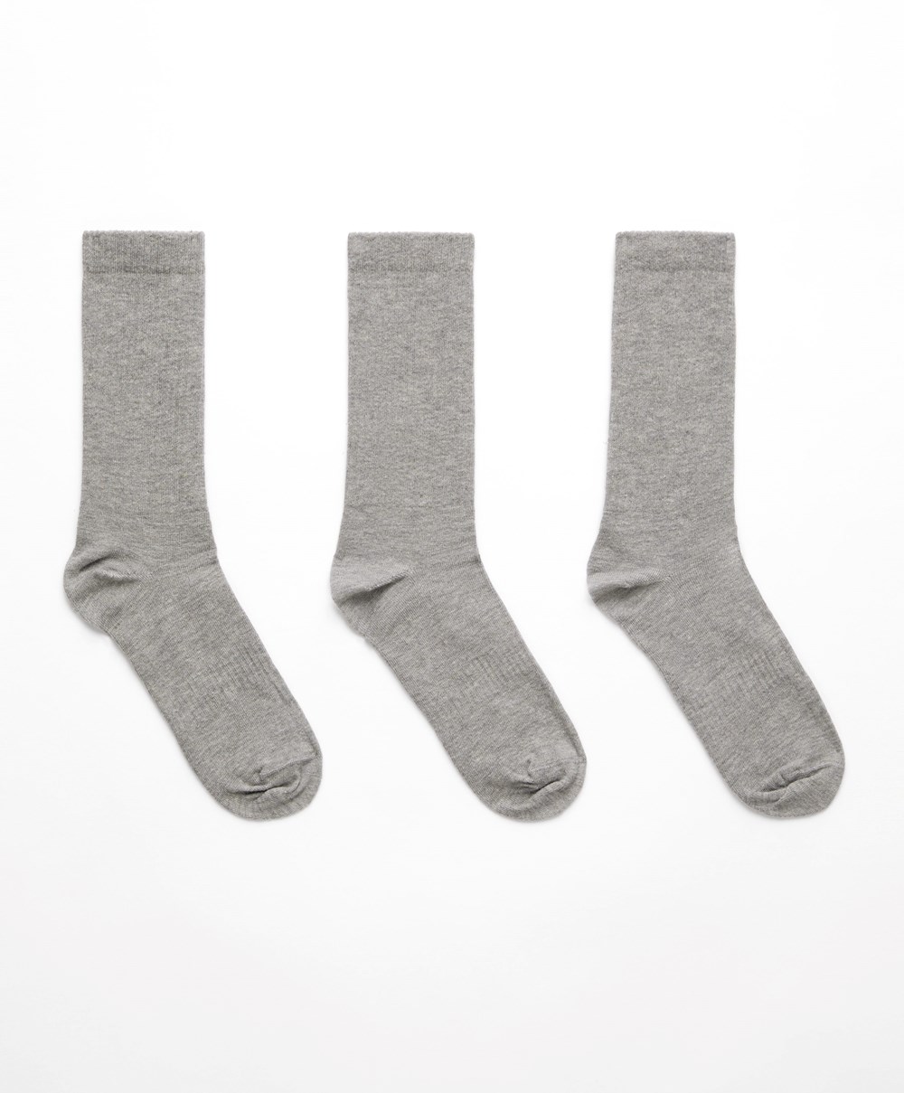 Grey Oysho 3 Pairs Of Sports Cotton Classic Socks | WXSV16925