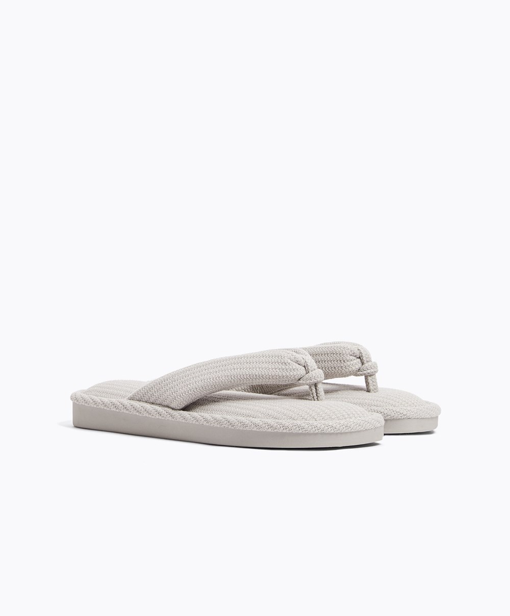 Grey Oysho Texture Thong Sandals | DWJI30167