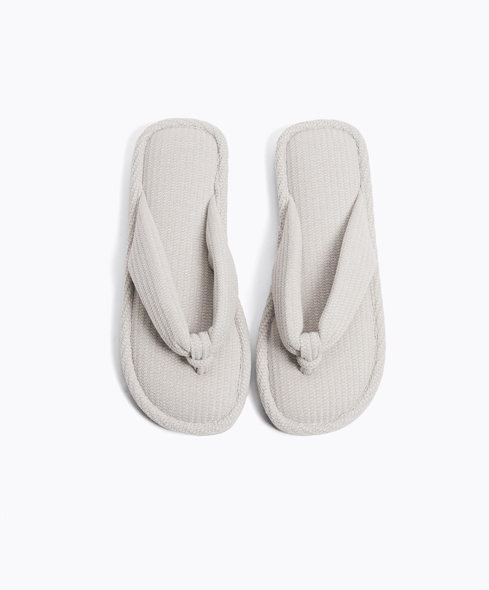 Grey Oysho Texture Thong Sandals | DWJI30167