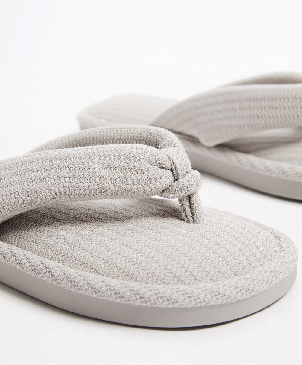 Grey Oysho Texture Thong Sandals | DWJI30167