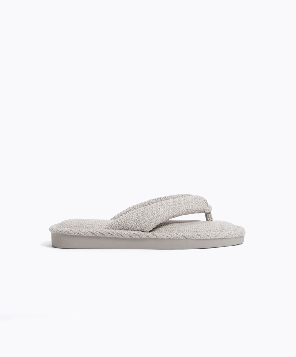 Grey Oysho Texture Thong Sandals | DWJI30167