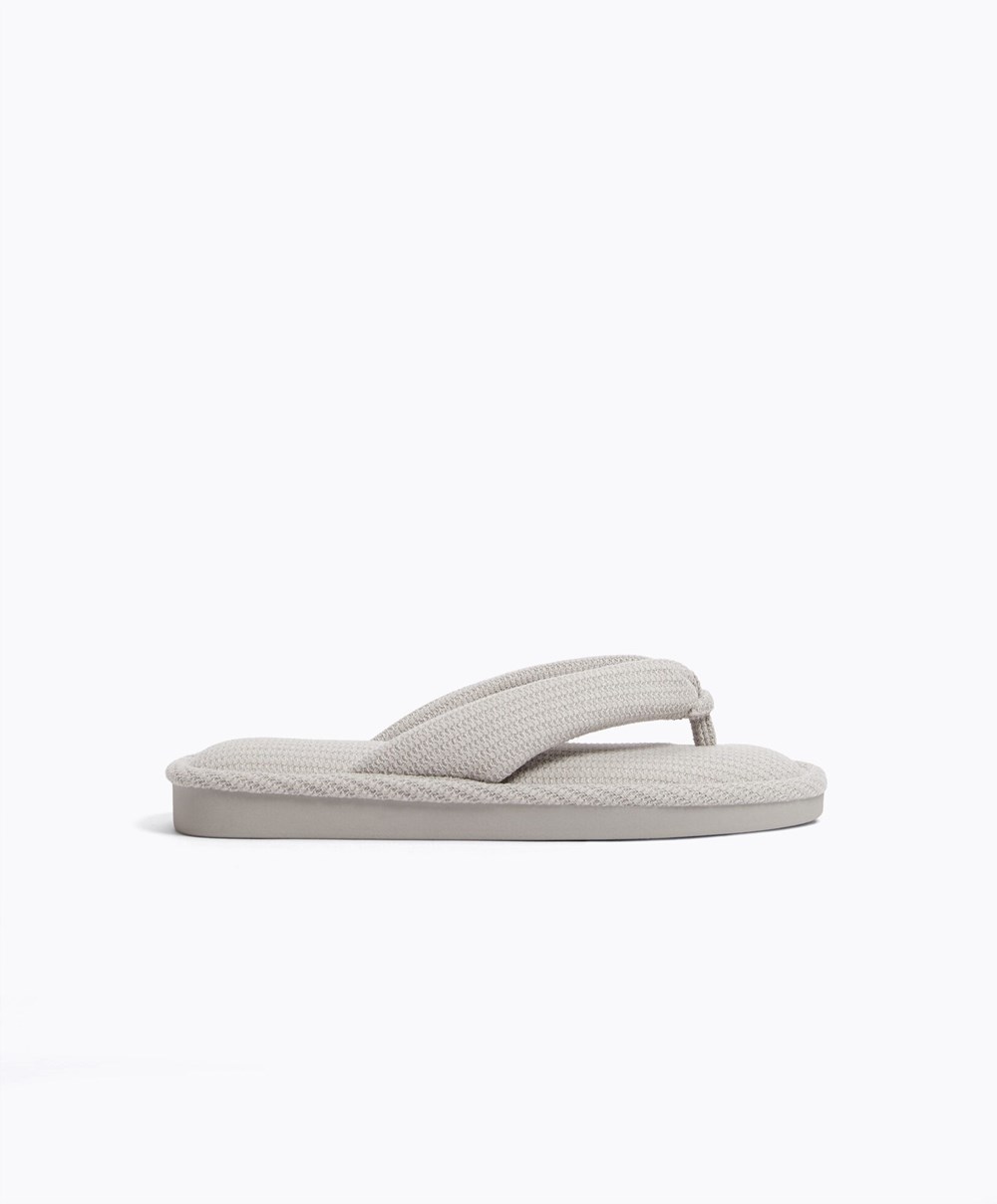 Grey Oysho Texture Thong Sandals | ZBEV48125