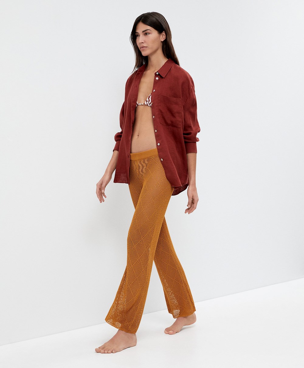 Honey Oysho Crochet Cropped Trousers | AEHZ31790