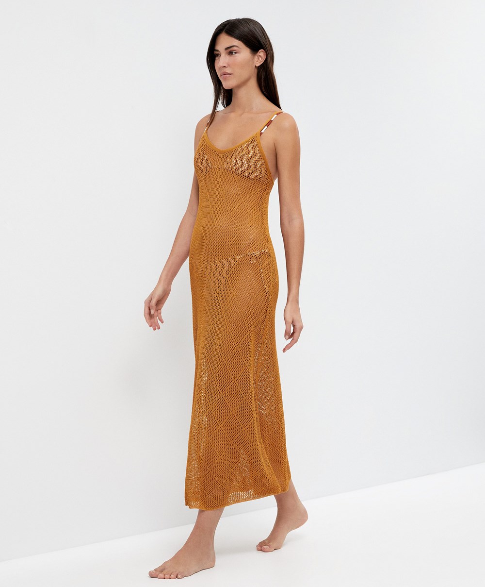 Honey Oysho Long Crochet Dress | ARZX37519