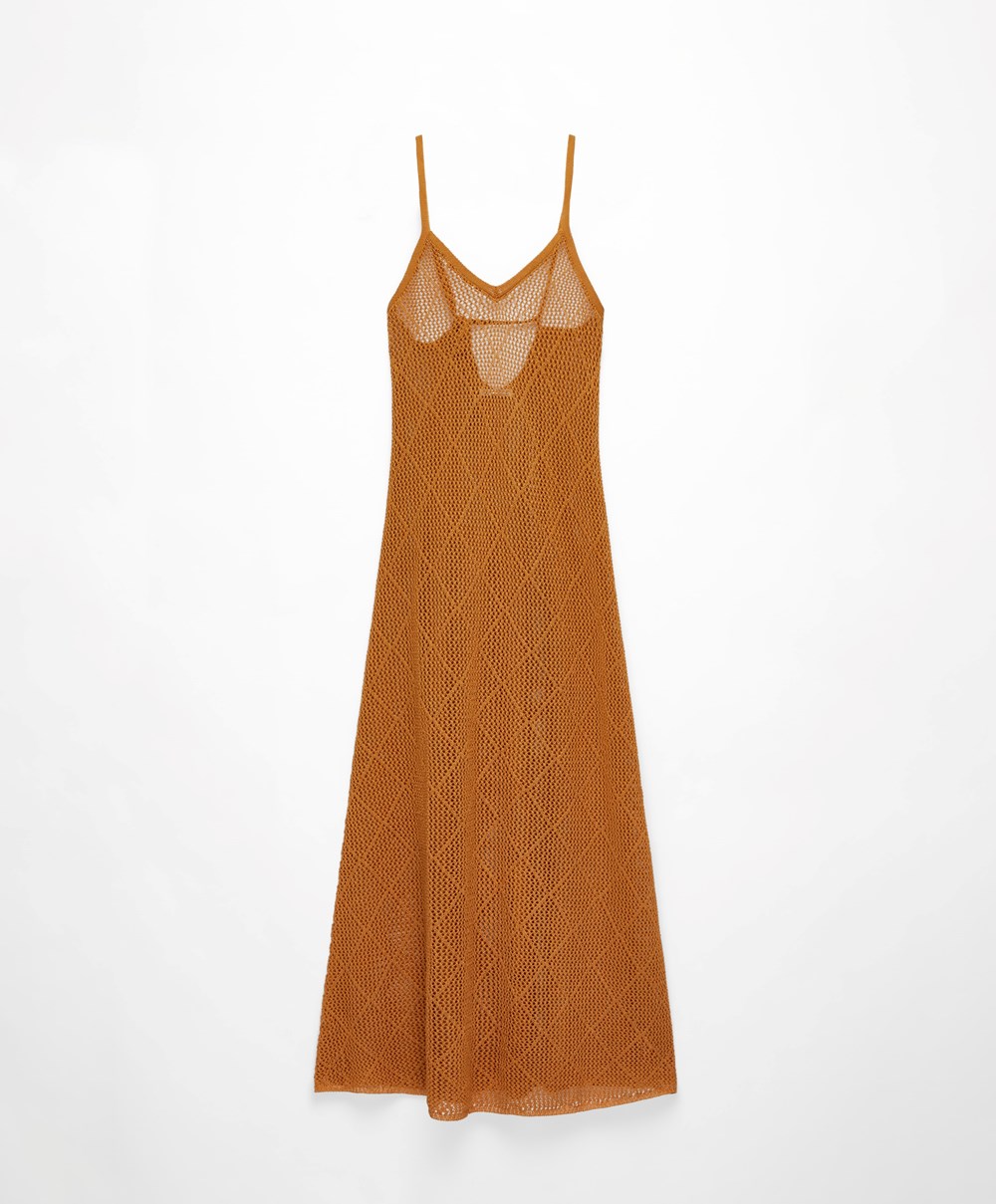 Honey Oysho Long Crochet Dress | XWHQ89726