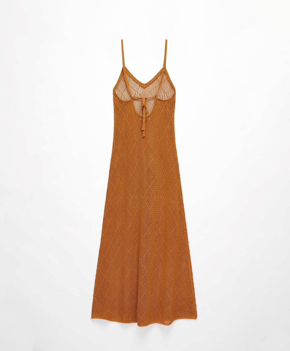 Honey Oysho Long Crochet Dress | XWHQ89726