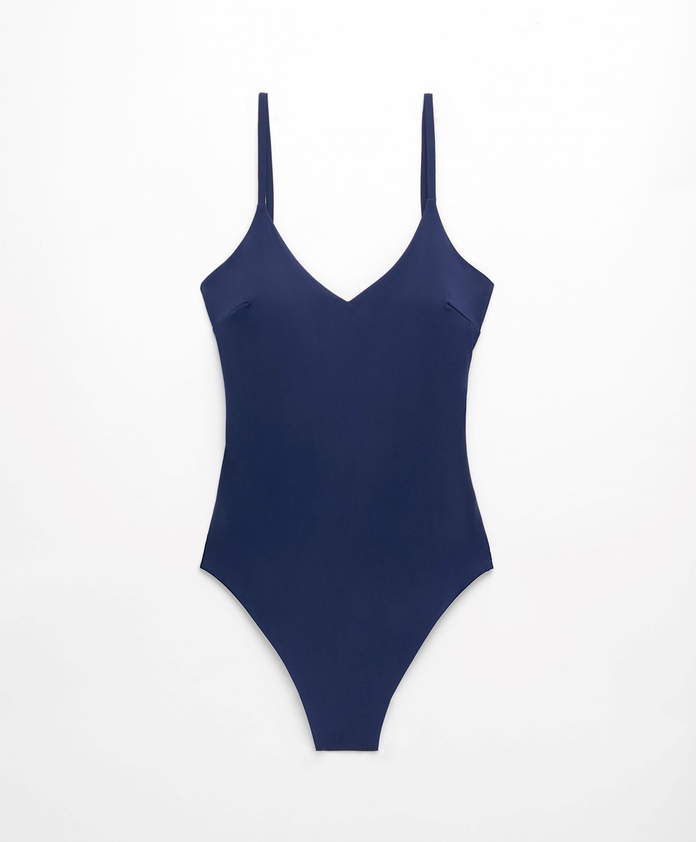 Ink Blue Oysho Triangle Swimsuit | QIFR09523