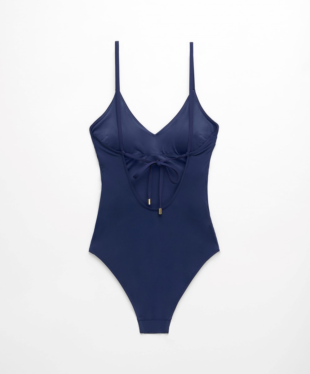 Ink Blue Oysho Triangle Swimsuit | QIFR09523