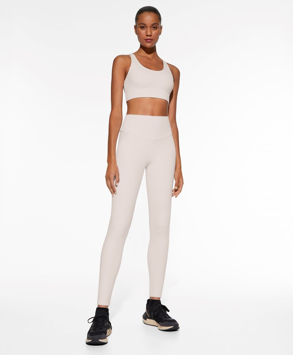 Ivory Ecru Oysho Comfortlux High-rise Ankle-length Leggings | FQCE56028