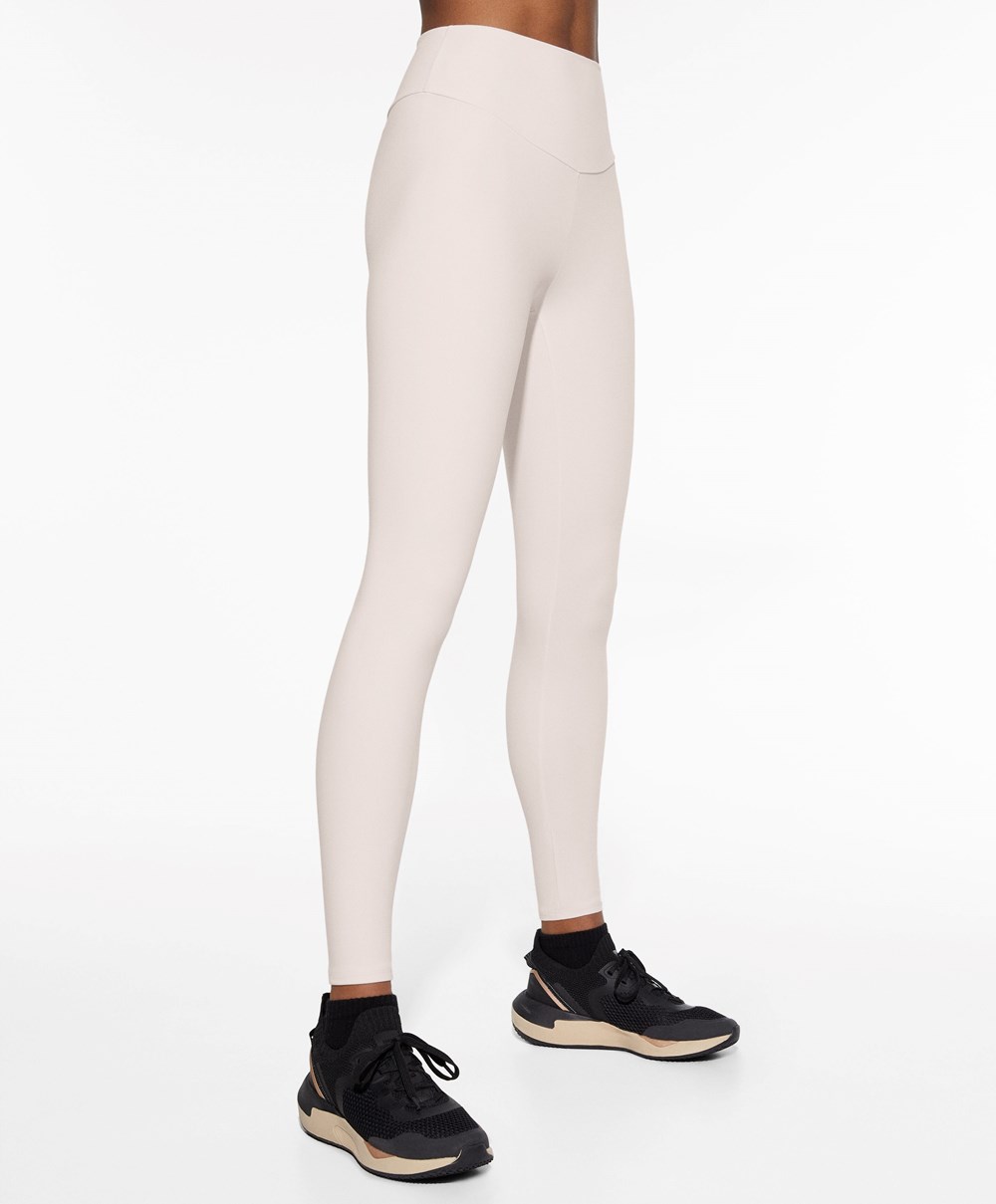 Ivory Ecru Oysho Comfortlux High-rise Ankle-length Leggings | FQCE56028