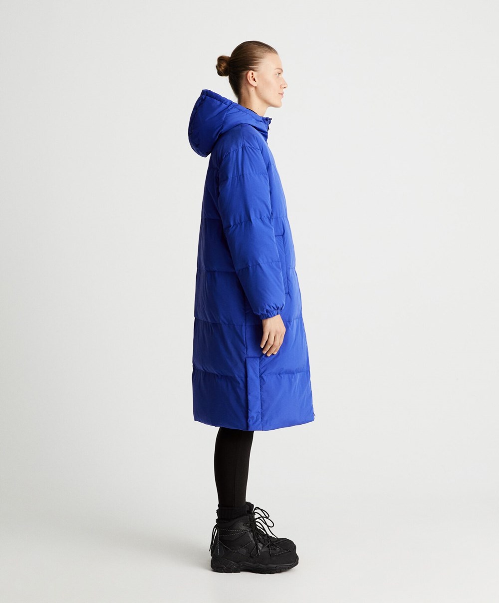 Klein Blue Oysho Long Padded Flower Down® Jacket | NATW74352