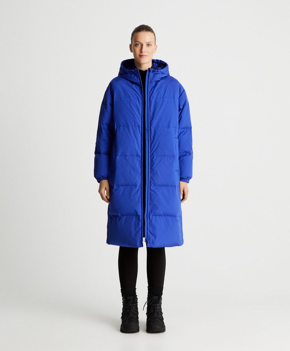 Klein Blue Oysho Long Padded Flower Down® Jacket | NATW74352