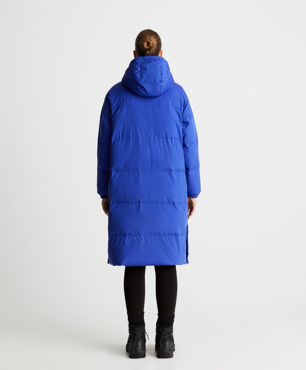 Klein Blue Oysho Long Padded Flower Down® Jacket | NATW74352