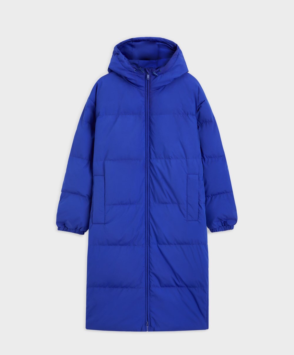 Klein Blue Oysho Long Padded Flower Down® Jacket | NATW74352