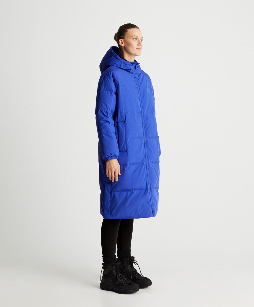 Klein Blue Oysho Long Padded Flower Down® Jacket | NATW74352