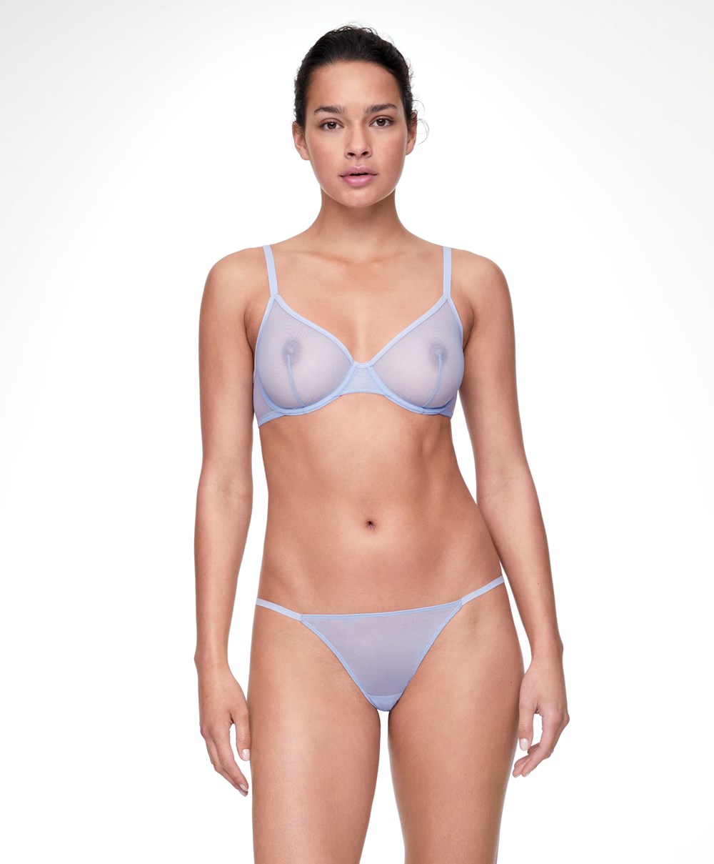 Lavender Blue Oysho Non-padded Underwired Classic Bra In Tulle | TSZU83905