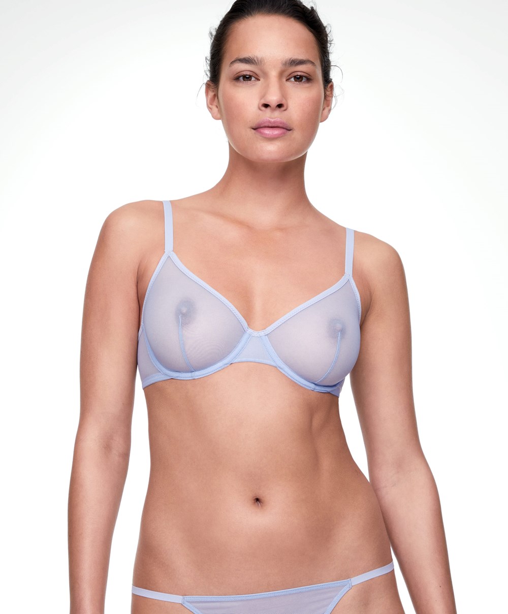 Lavender Blue Oysho Non-padded Underwired Classic Bra In Tulle | TSZU83905