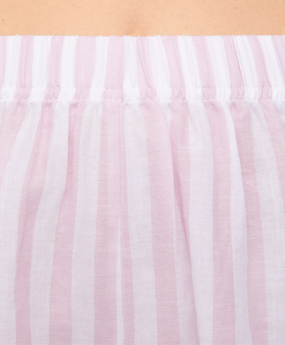 Lavender Oysho 100% Cotton Stripe Shorts | NQPW83190