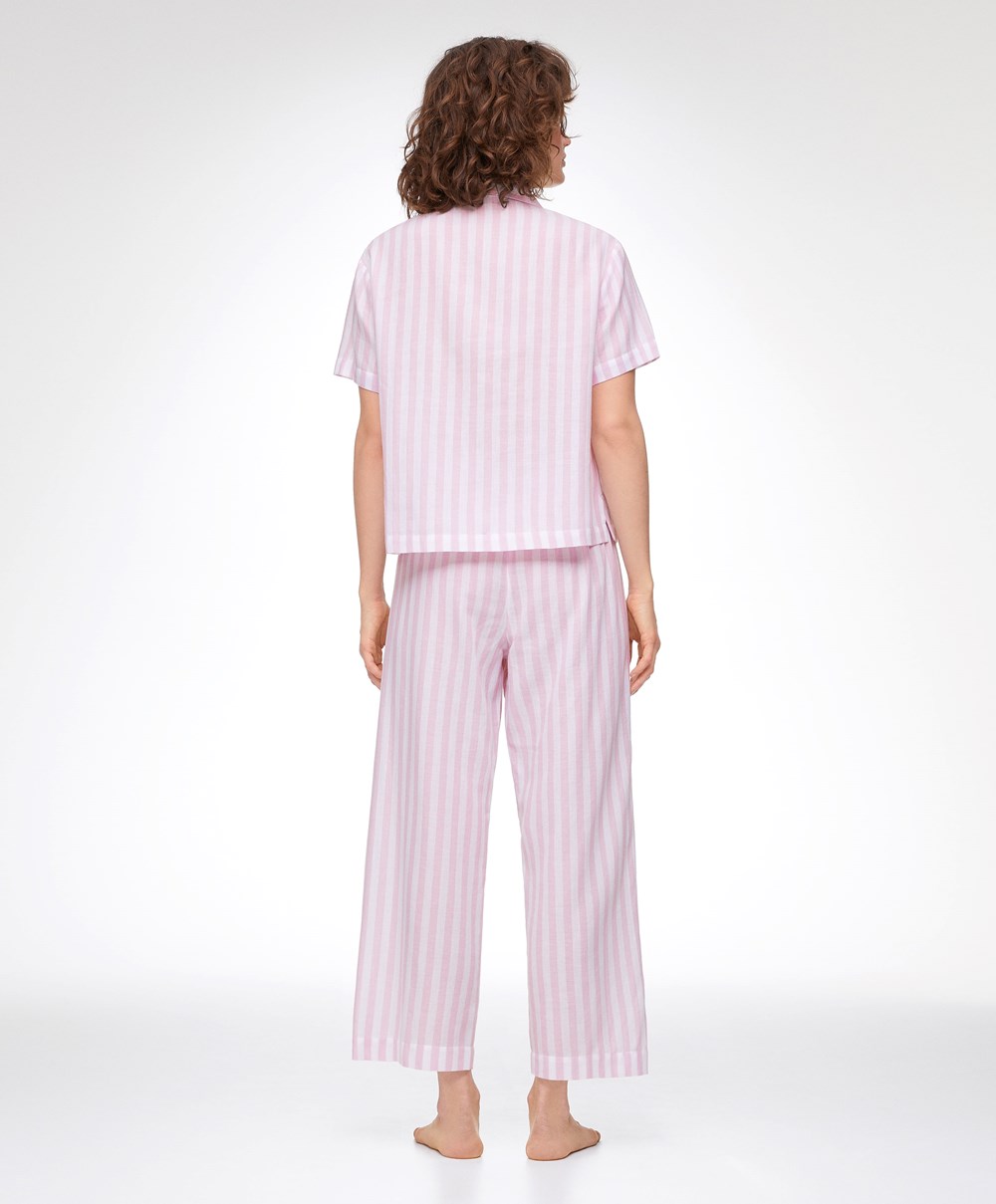 Lavender Oysho Striped 100% Cotton Trousers | QEIU52874