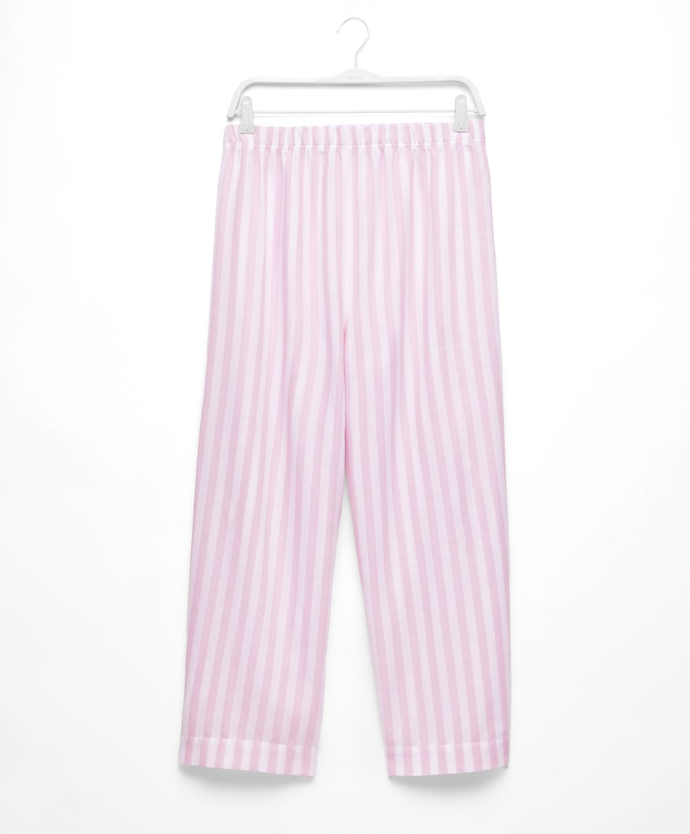 Lavender Oysho Striped 100% Cotton Trousers | QEIU52874