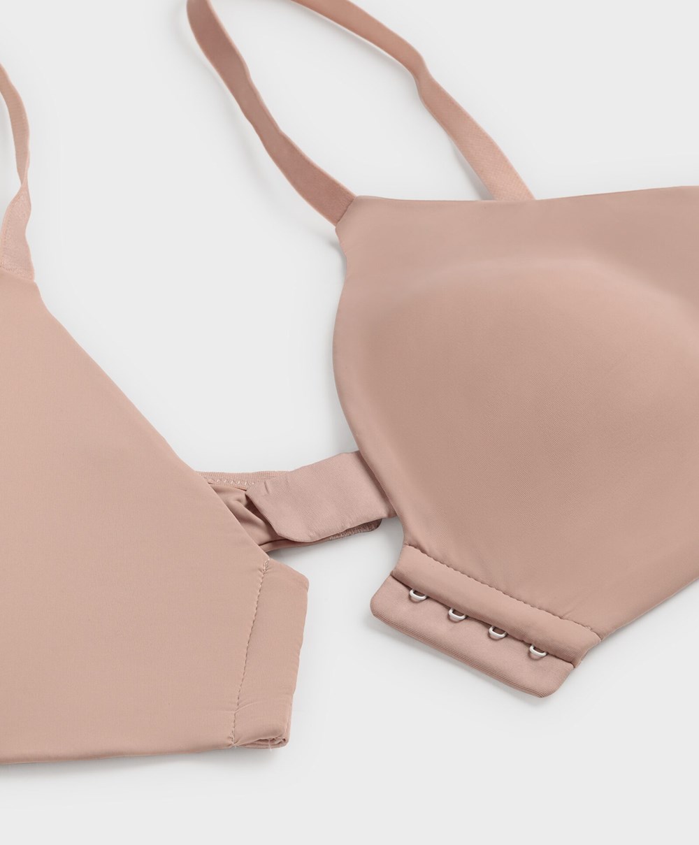 Mid Dusty Pink Oysho Lola Bra With Left Cup | KMFR76038