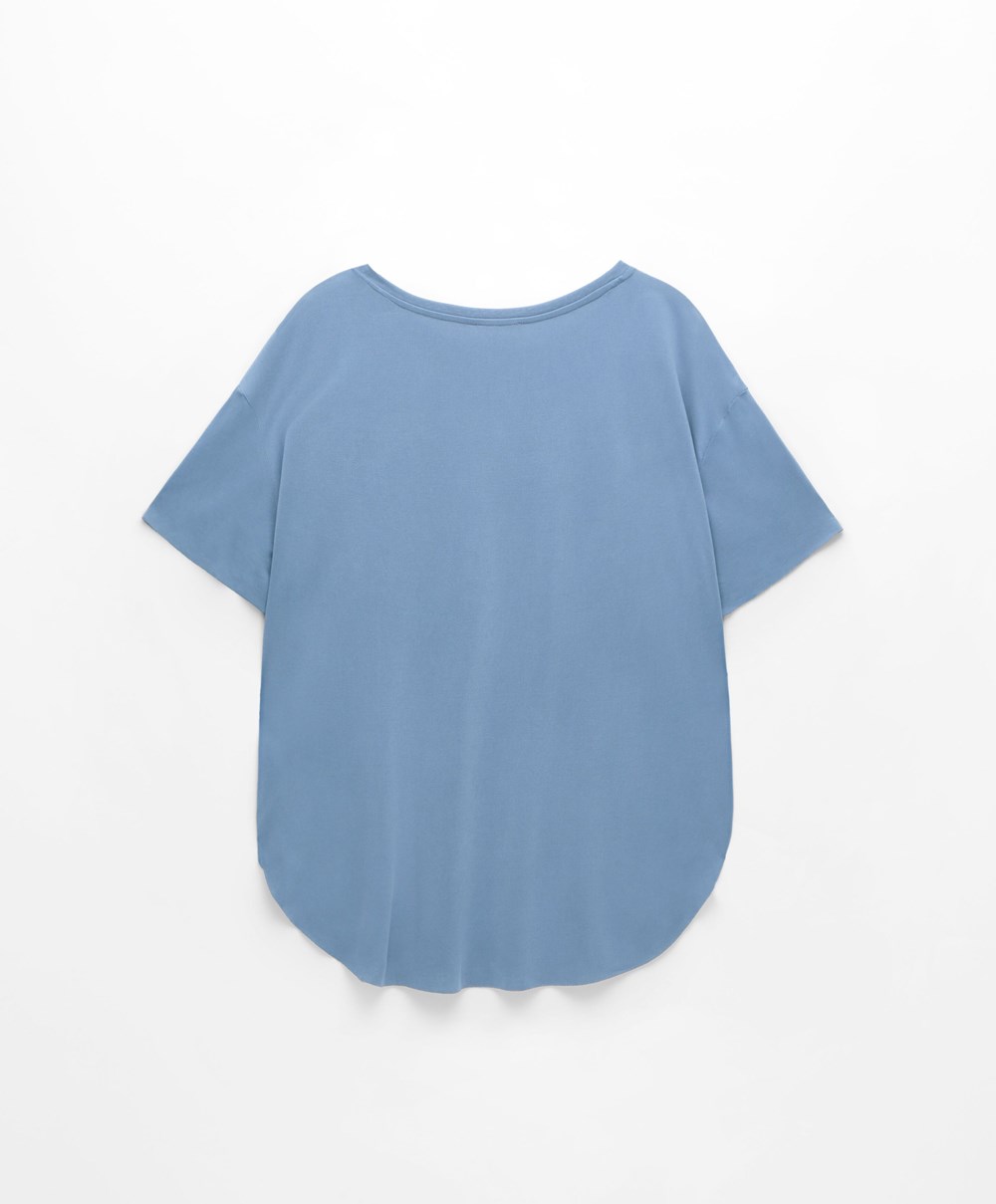 Mid-blue Oysho Modal Short-sleeved T-shirt | QFIE86742