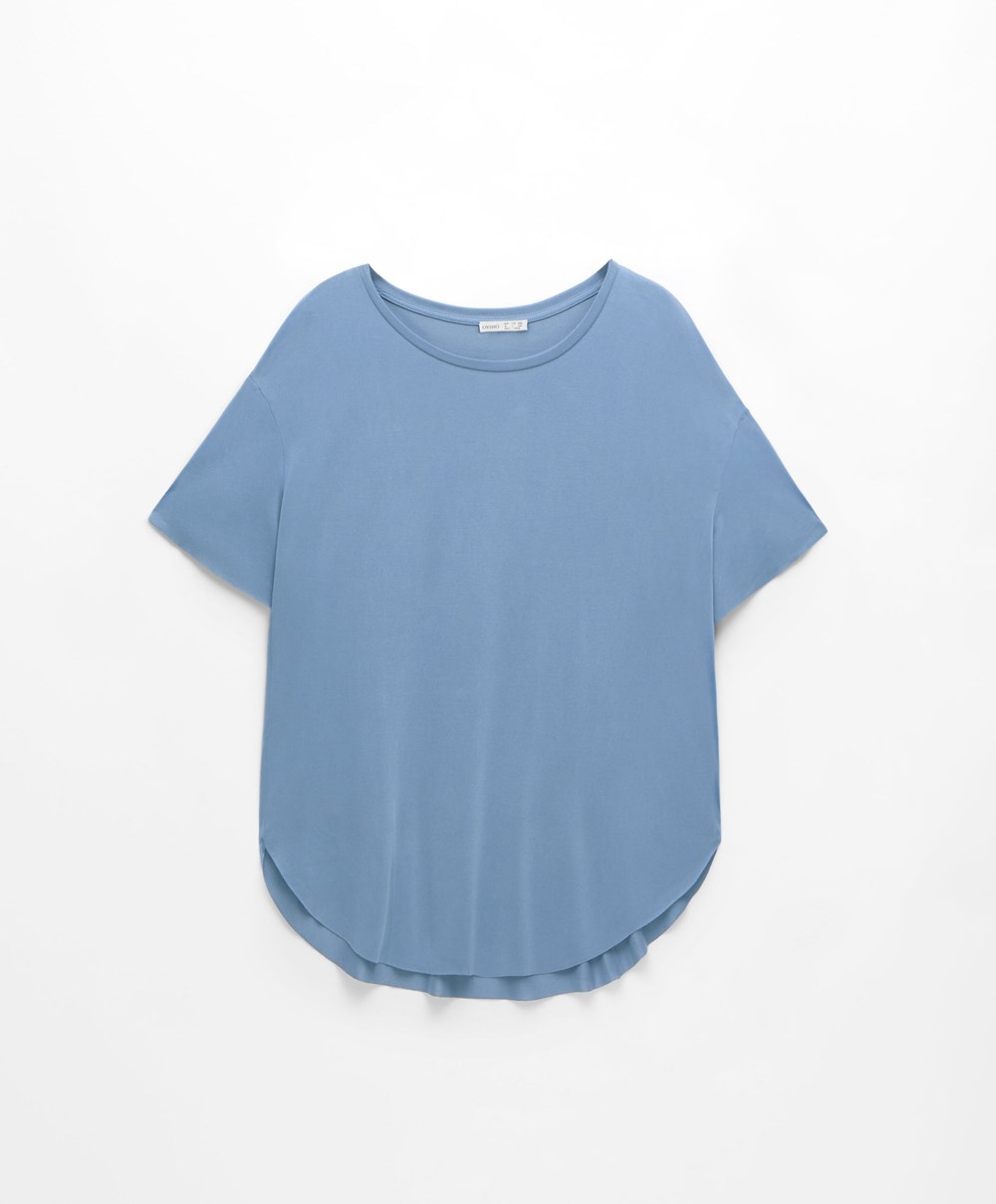 Mid-blue Oysho Modal Short-sleeved T-shirt | QFIE86742