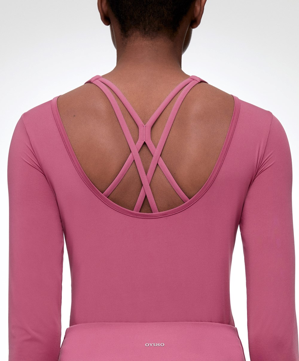 Mid-rosette Oysho Back Detail Long-sleeved T-shirt | IMTP81756