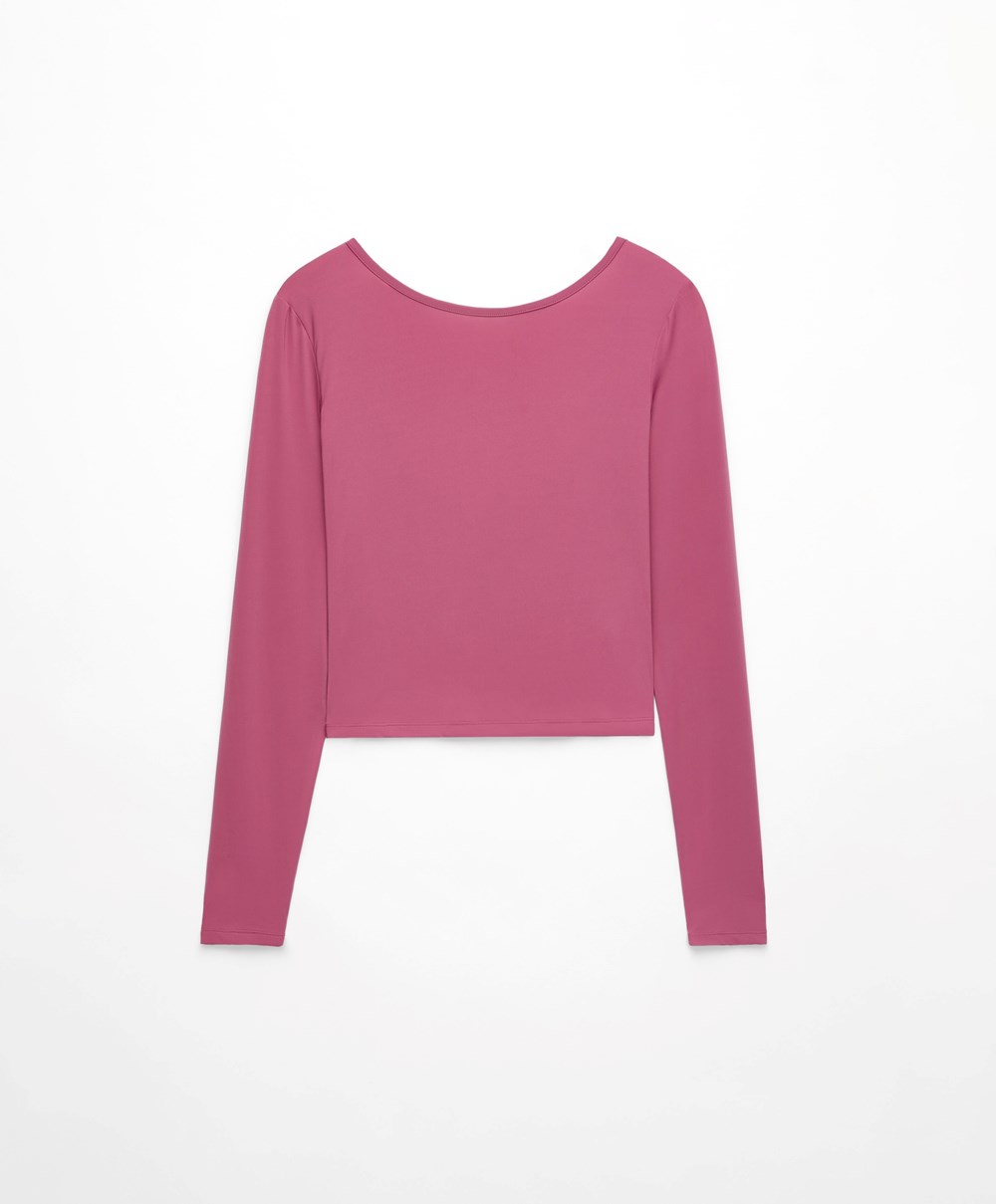 Mid-rosette Oysho Back Detail Long-sleeved T-shirt | IMTP81756