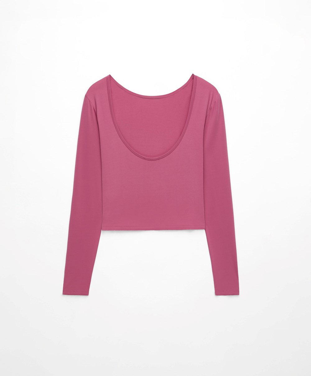 Mid-rosette Oysho Back Detail Long-sleeved T-shirt | IMTP81756