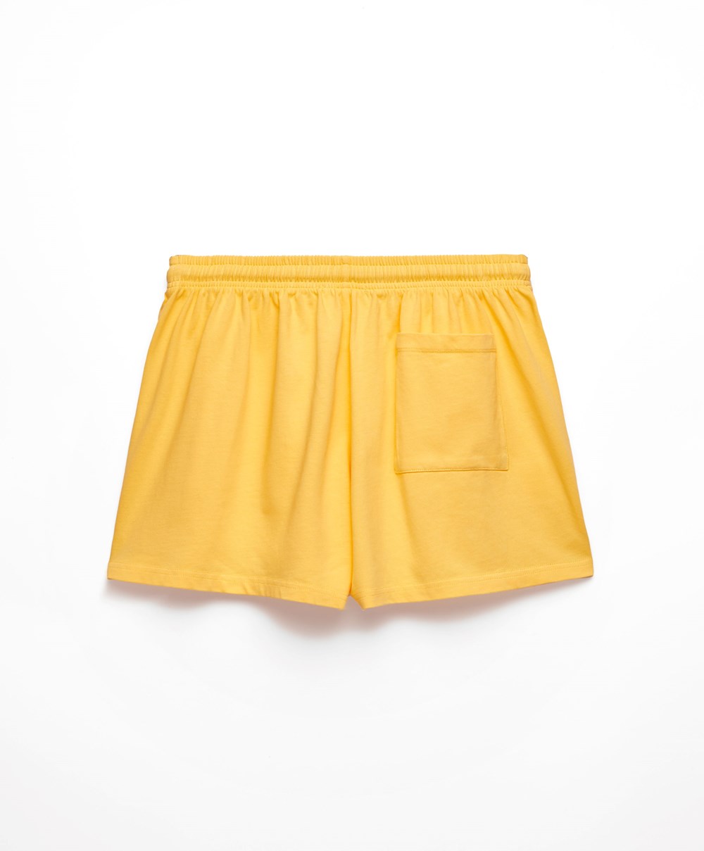 Mid-yellow Oysho Washed 100% Cotton Shorts | RFYO09627