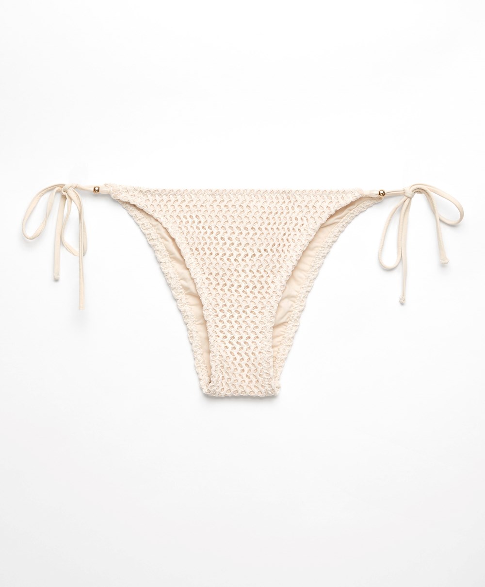 Natural Oysho Medium-coverage Crochet Bikini Briefs With Ties | RNDT38742