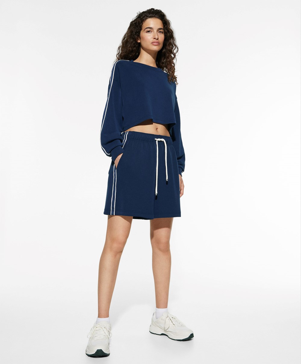 Navy Blue Oysho Short Modal Nautical Total Look | PRKC73015