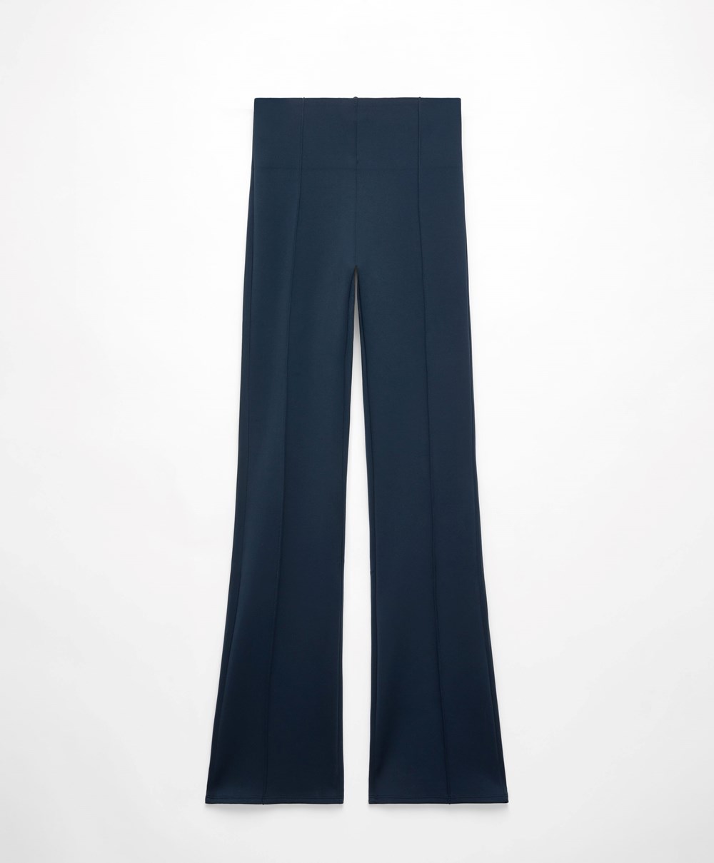 Navy Oysho High-strength Fabric Flare Trousers | KBNC83146