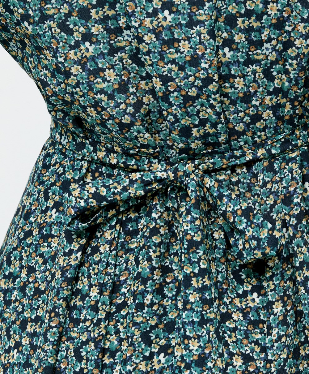 Navy Oysho Long Floral Dress | FJXO70195