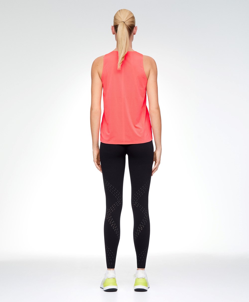 Neon Pink Oysho Microperforated Technical Sleeveless T-shirt | BAUX90452