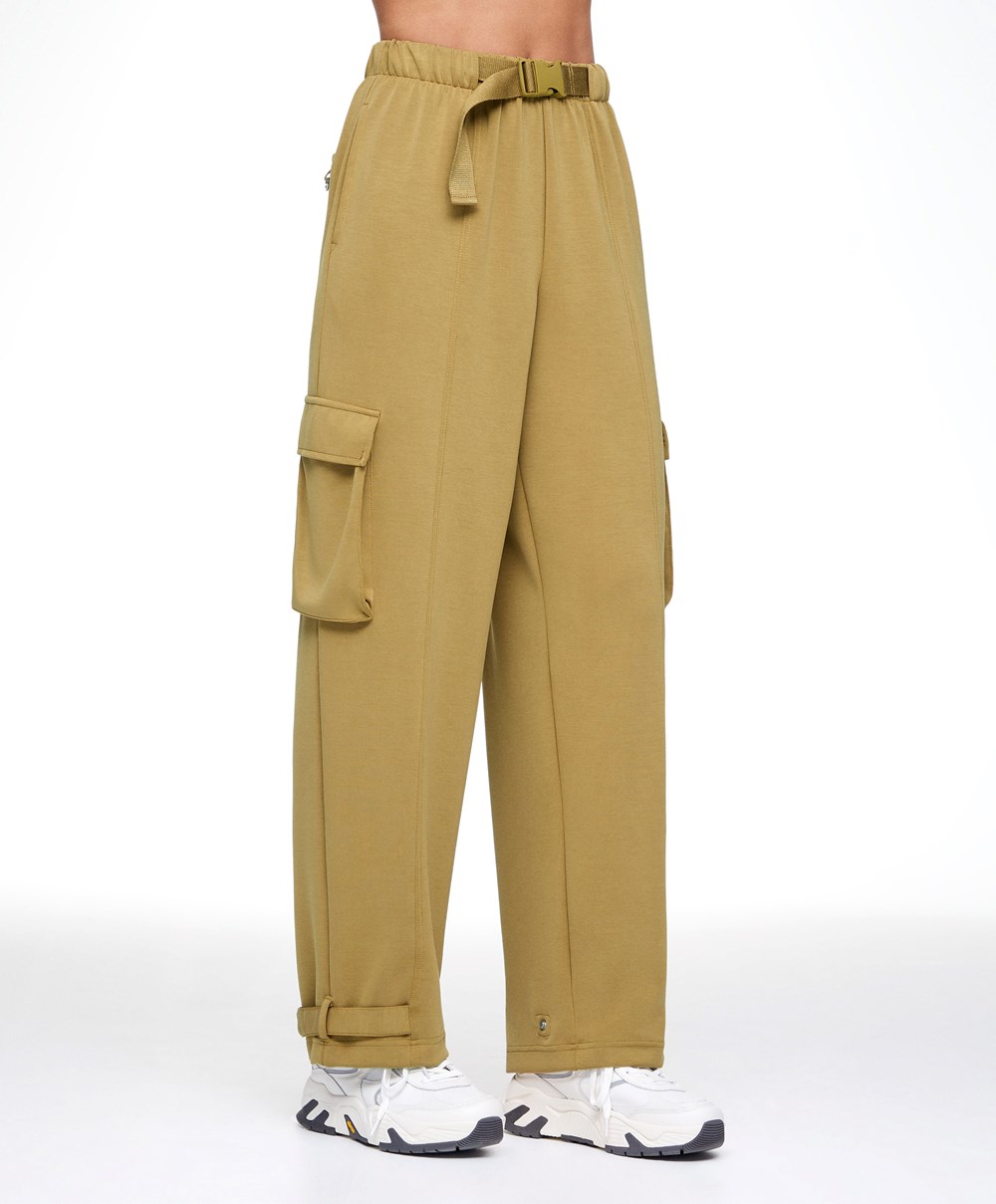 Olive Oysho Modal Cargo Trousers | EYSC80319