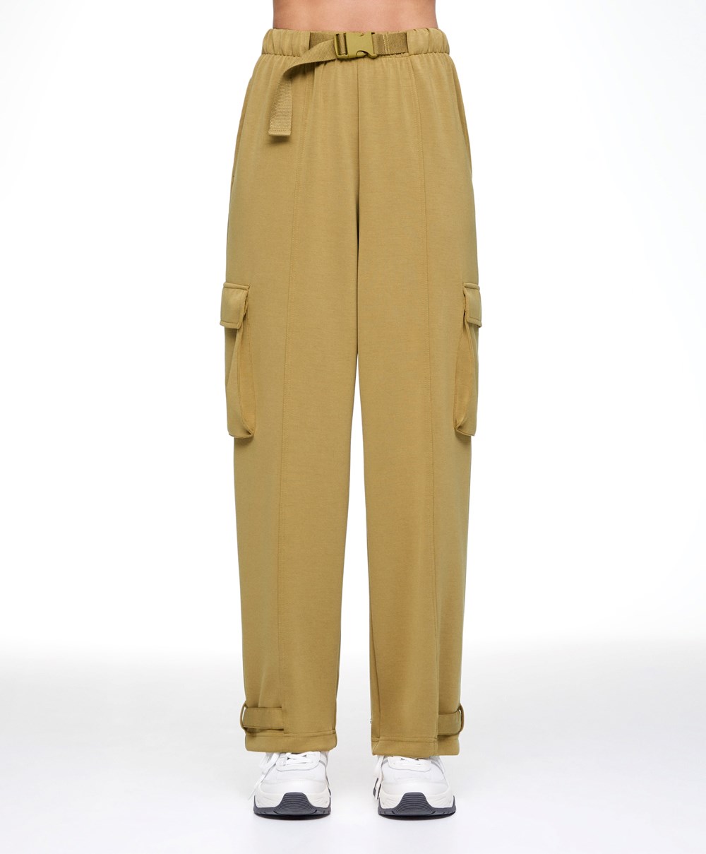 Olive Oysho Modal Cargo Trousers | EYSC80319