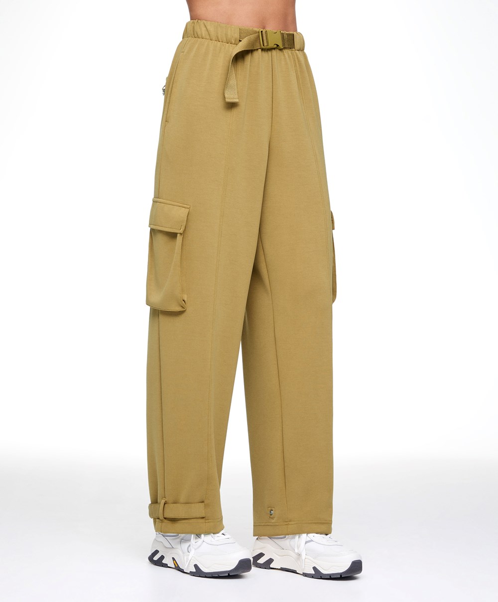 Olive Oysho Modal Cargo Trousers | OKUZ05172