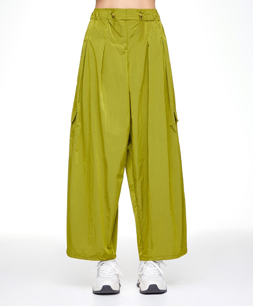 Olive Oysho Wide-leg Cargo Trousers | WFLA49735