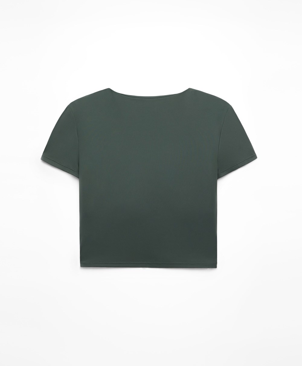 Opal Green Oysho Comfortlux Short-sleeved T-shirt With Cups | MLBF27613